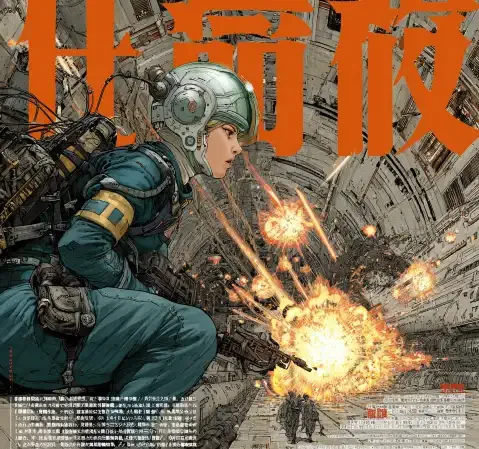 少女在图书馆高架间寻找书籍的漫画封面